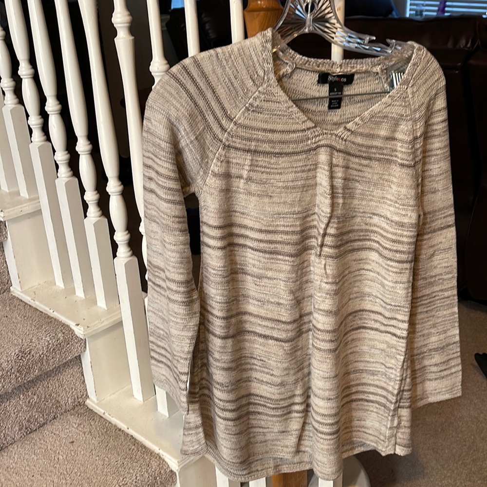 Tan and creme sweater